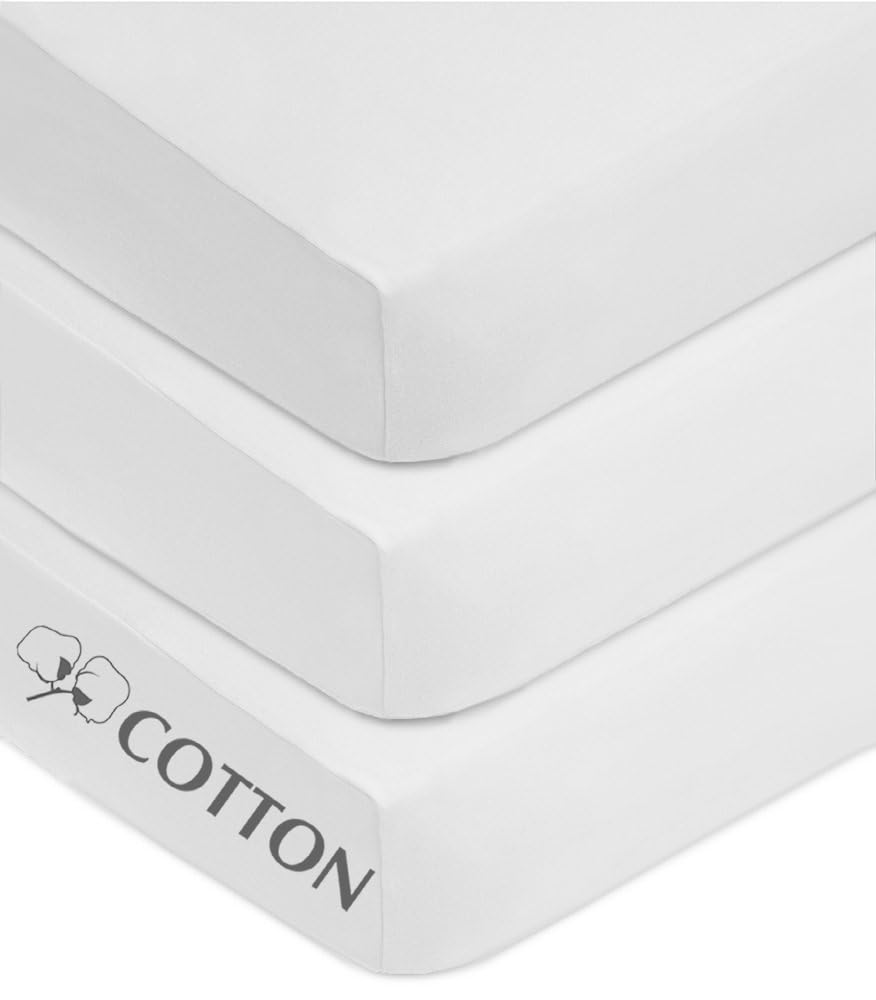 3 Pack White Fitted Crib Sheets 52x28" B735