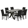7 Piece Dining Set with 36x60 Inch Table and 6 Black Chairs J741