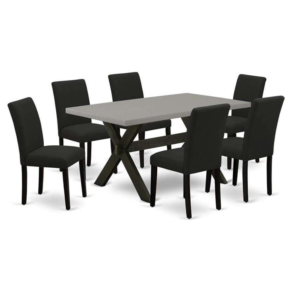 7 Piece Dining Set with 36x60 Inch Table and 6 Black Chairs J741
