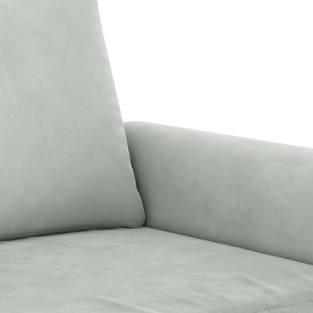 Light Gray Velvet 2 Piece Sofa Set with Pillows N3702