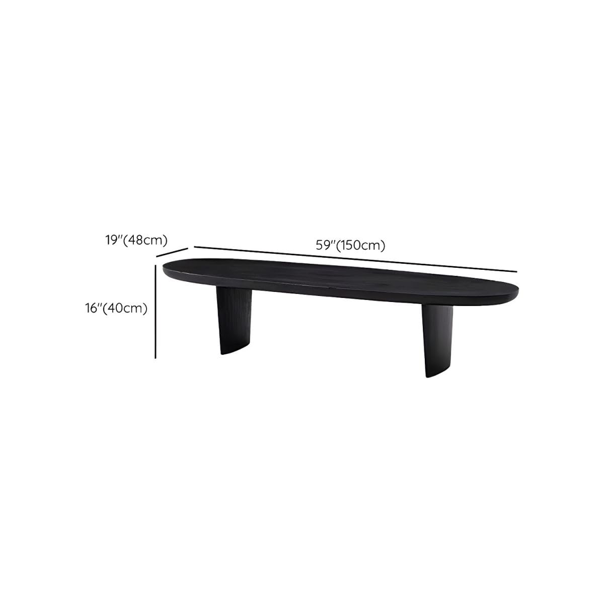 Black Wood Oval Coffee Table 59" L x 19" W x 16" H J72873