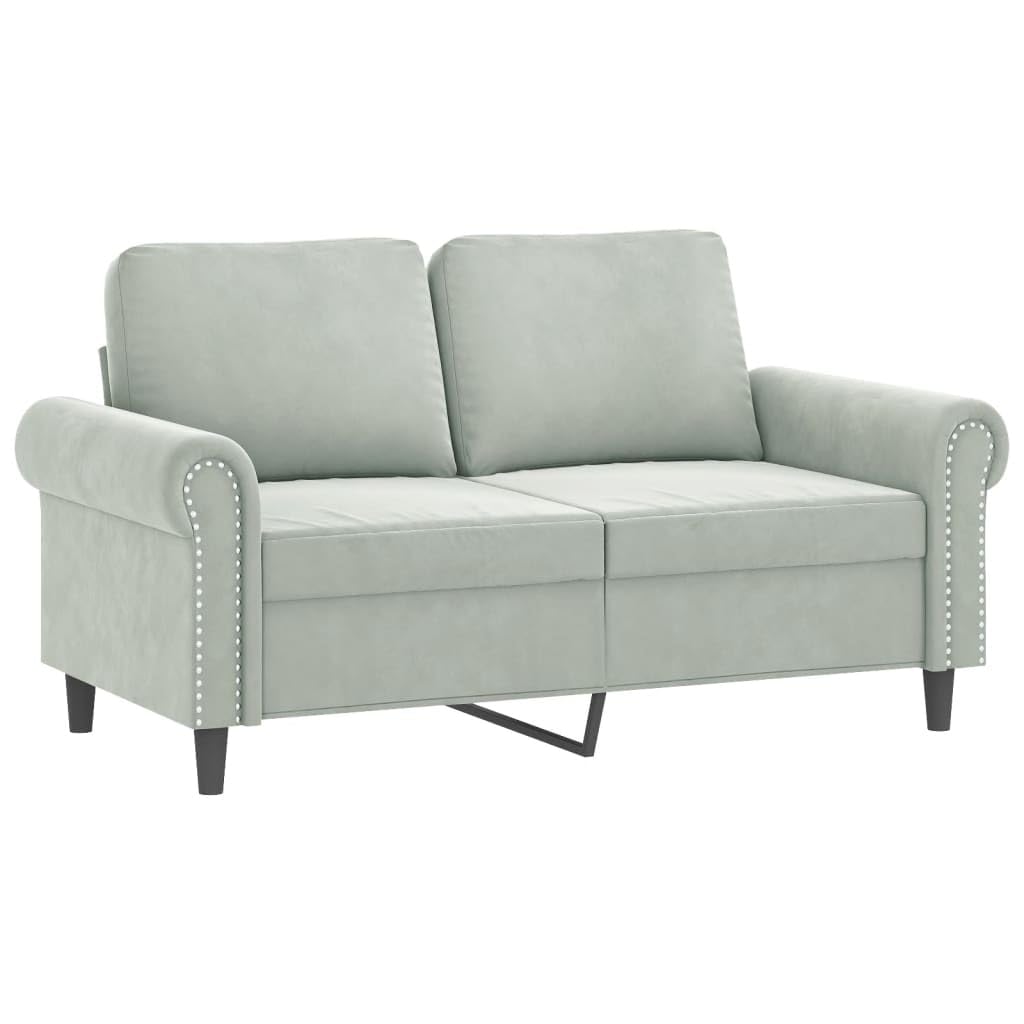 Light Gray Velvet 2 Piece Sofa Set with Pillows N3702