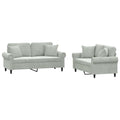 Light Gray Velvet 2 Piece Sofa Set with Pillows N3702