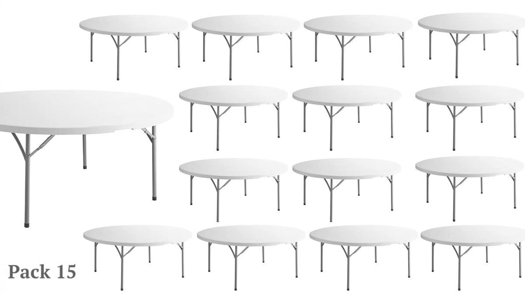 White 6 Ft Round Plastic Folding Table E38081