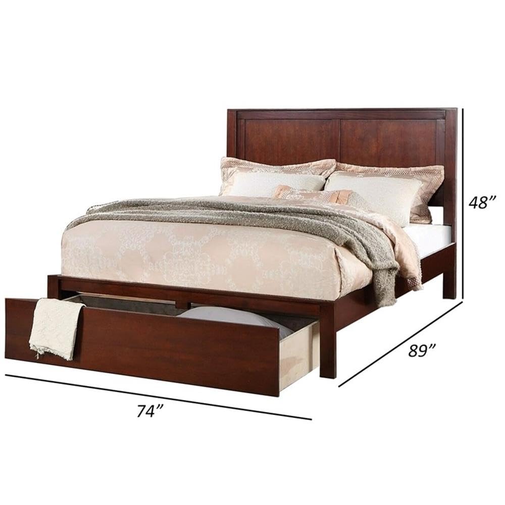 California King Solid Wood Platform Bed with Storage Drawer Z9341