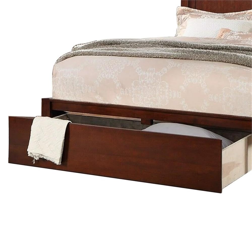 California King Solid Wood Platform Bed with Storage Drawer Z9341
