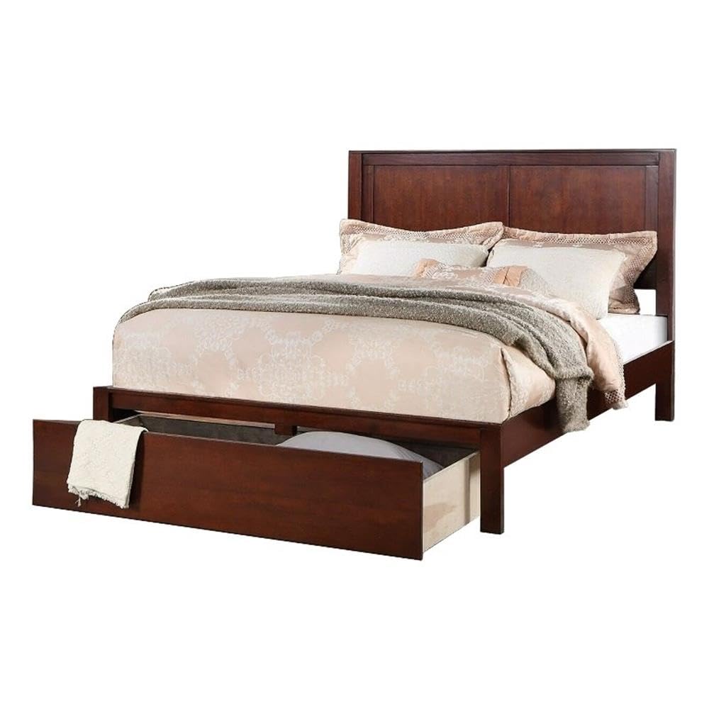 California King Solid Wood Platform Bed with Storage Drawer Z9341