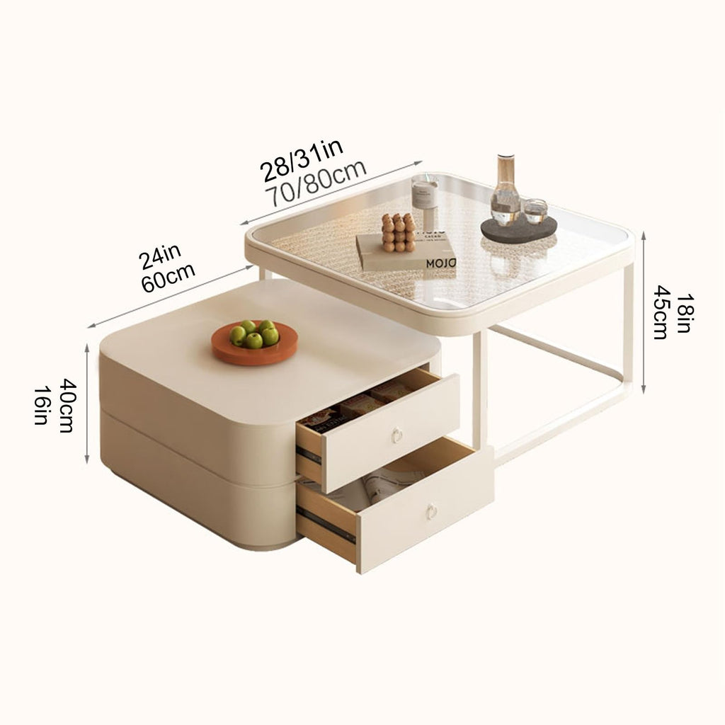 Brown Square Glass Nesting Coffee Table Set of 2 Y96744