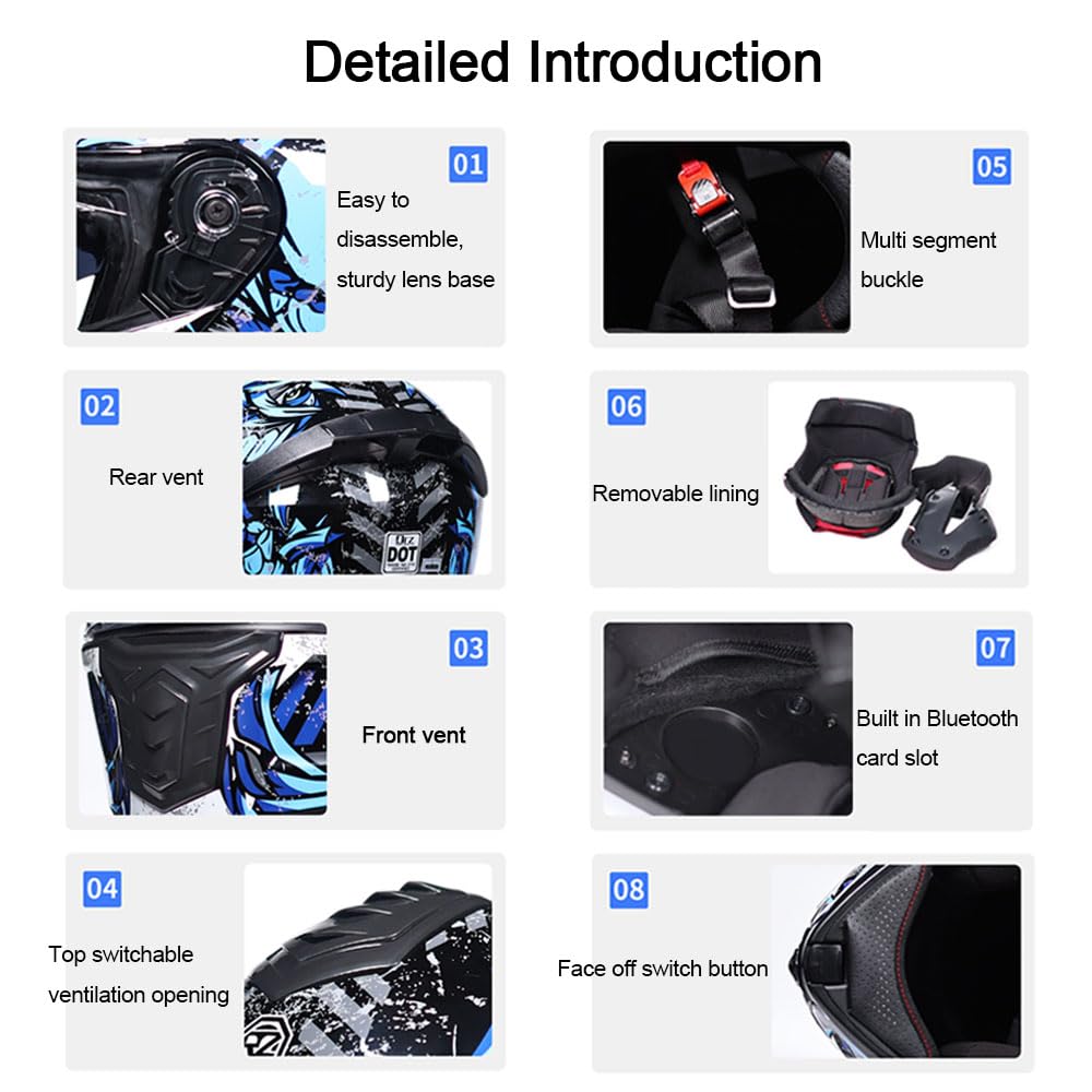Modular Flip-Up Full Face Motorcycle Helmet with Dual Visor F296051