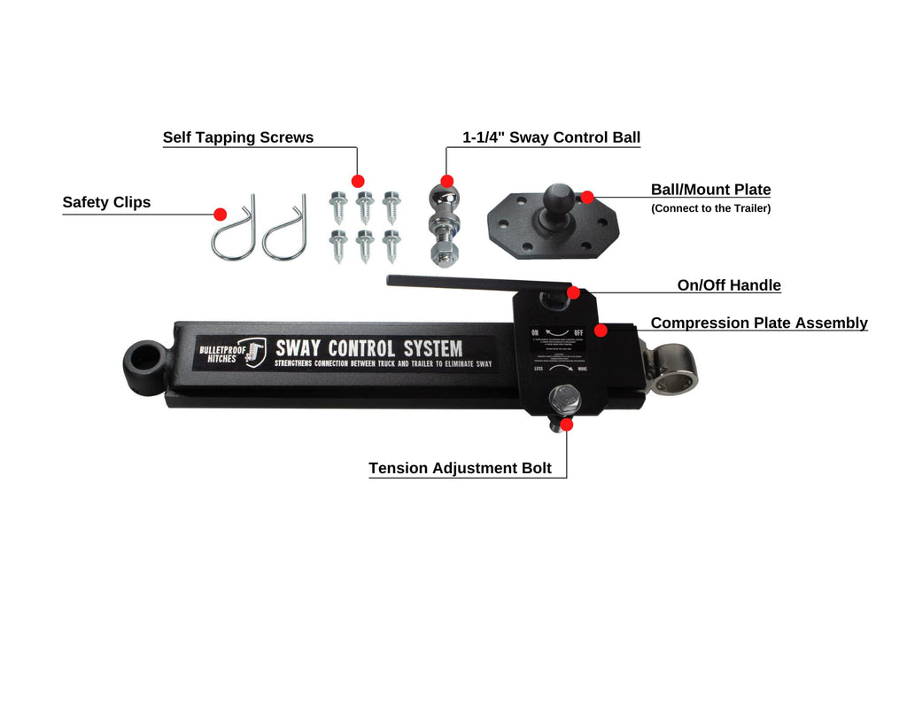Trailer Anti Sway Control System Rated up to 10,000 lbs Solid Steel Black Powder Coat H190942