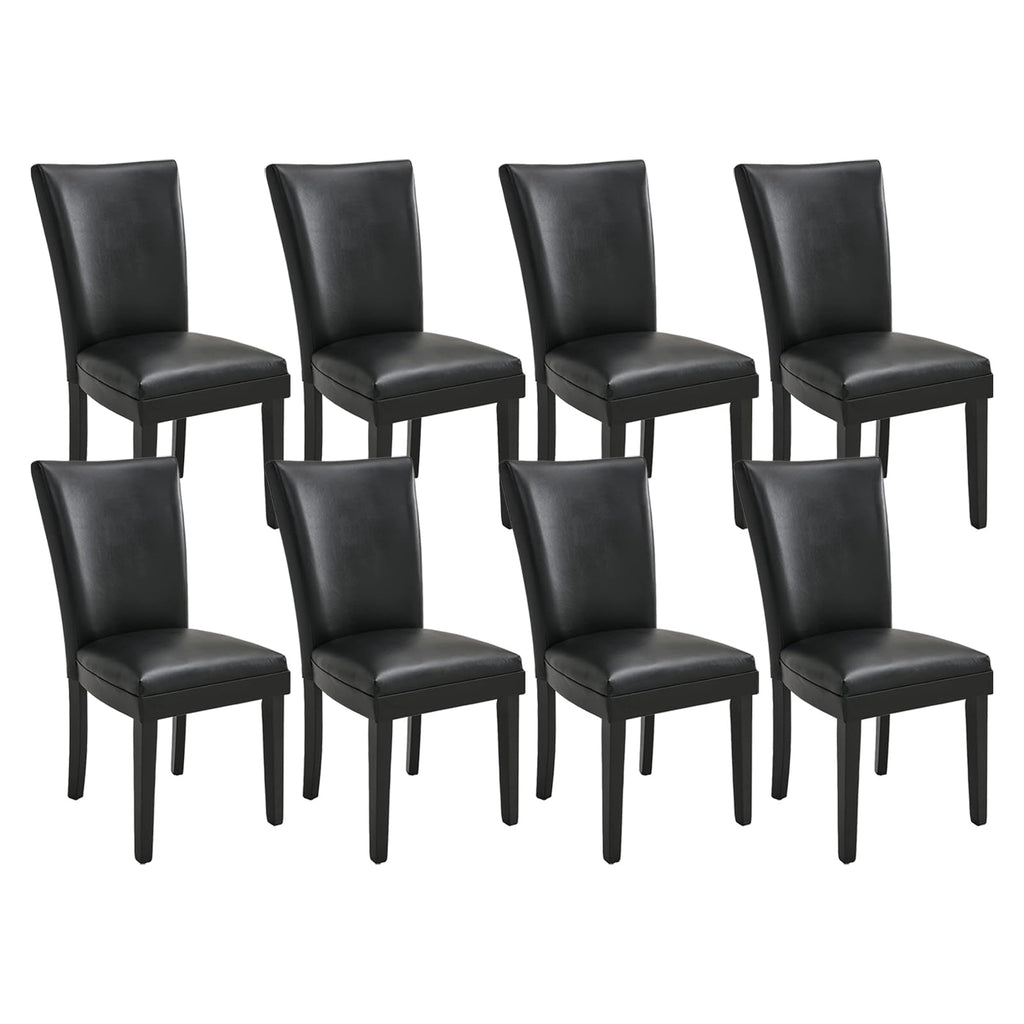 Set of 8 Black Faux Leather Upholstered Dining Chairs S5220