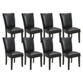 Set of 8 Black Faux Leather Upholstered Dining Chairs S5220