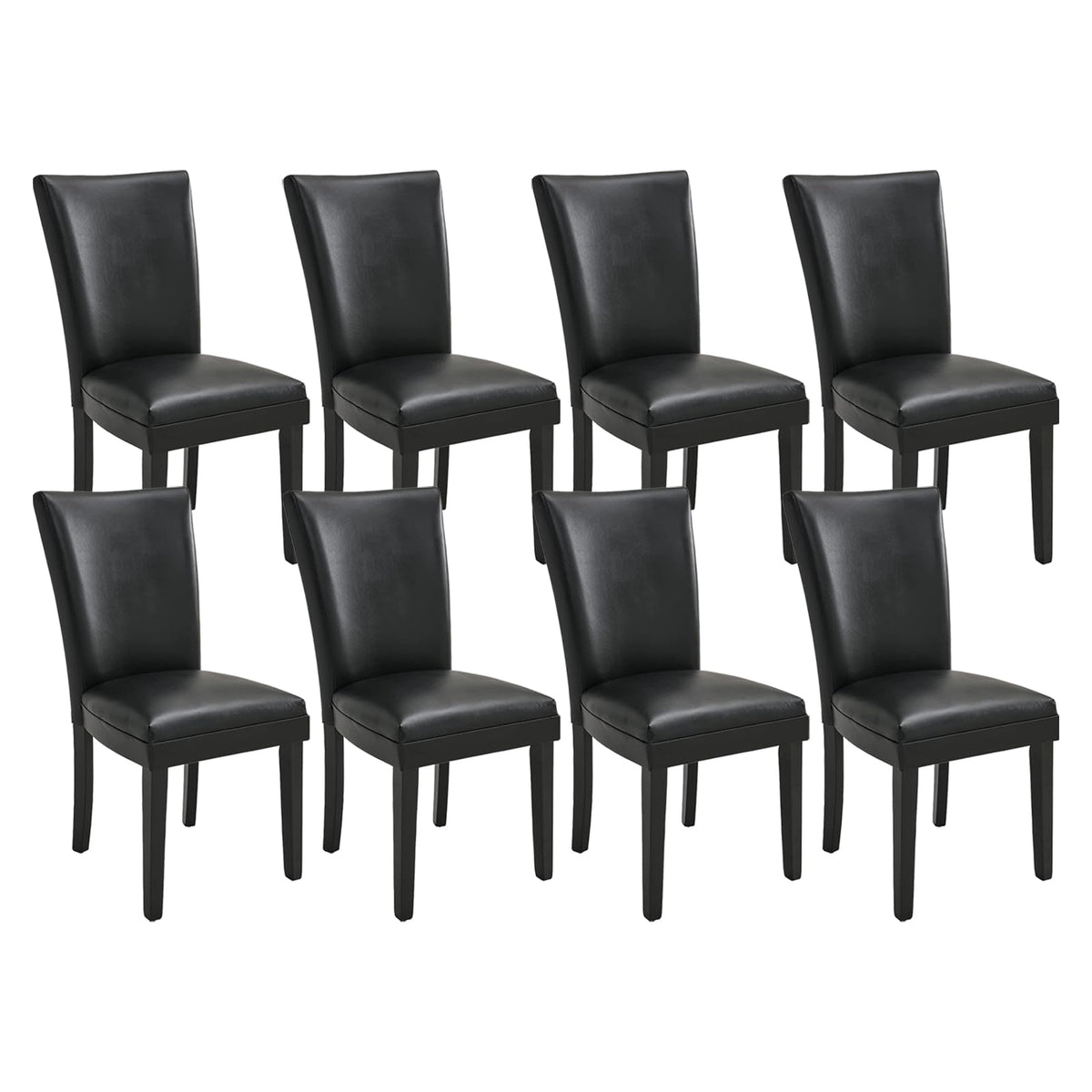 Set of 8 Black Faux Leather Upholstered Dining Chairs S5220