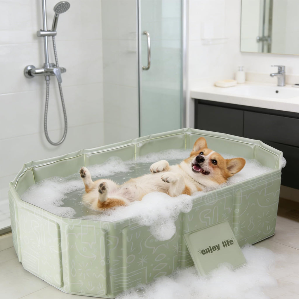 Foldable Pet Bath Pool 29.5×17.7 Inches Green F5950