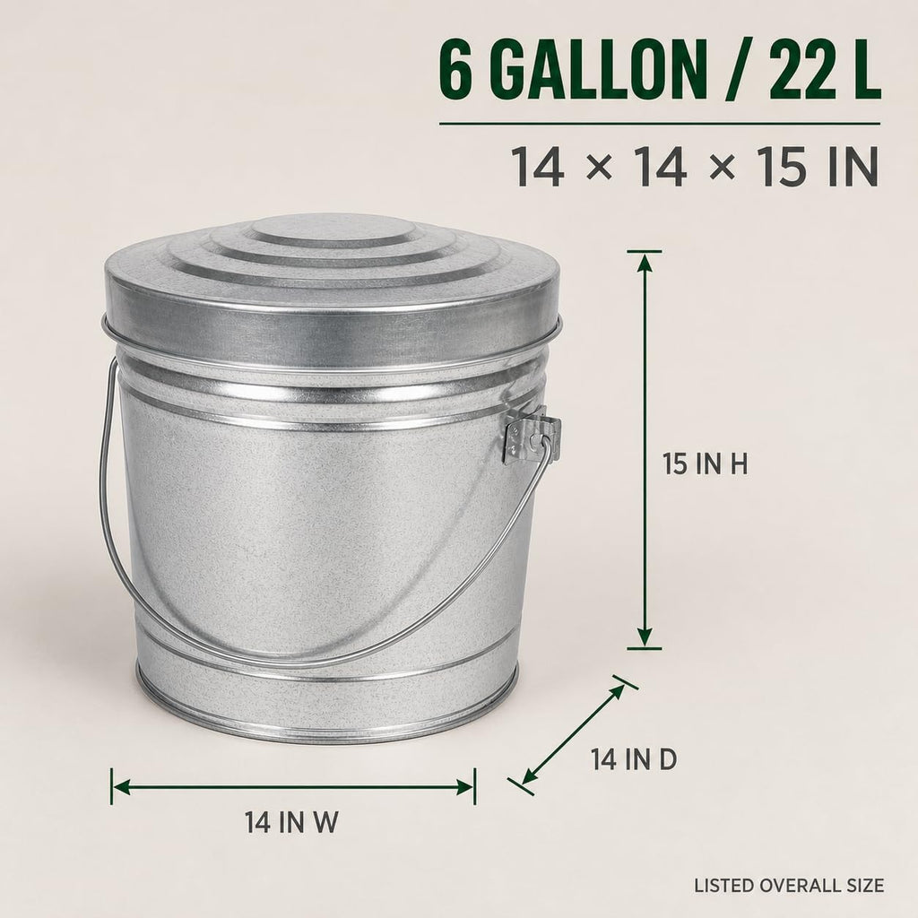 6 Gallon Galvanized Steel Can with Locking Lid E2921
