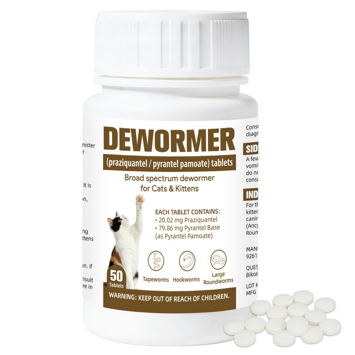 Broad-Spectrum Dewormer for Cats & Kittens, 50 Tablets G57295