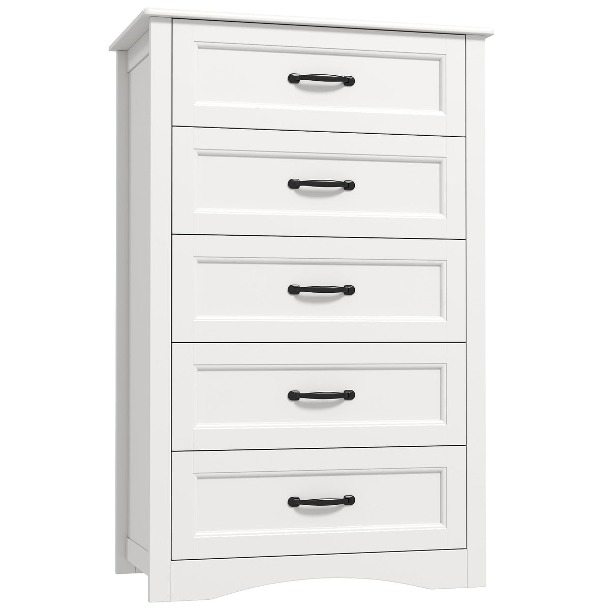 White 5 Drawer Wood Dresser J527