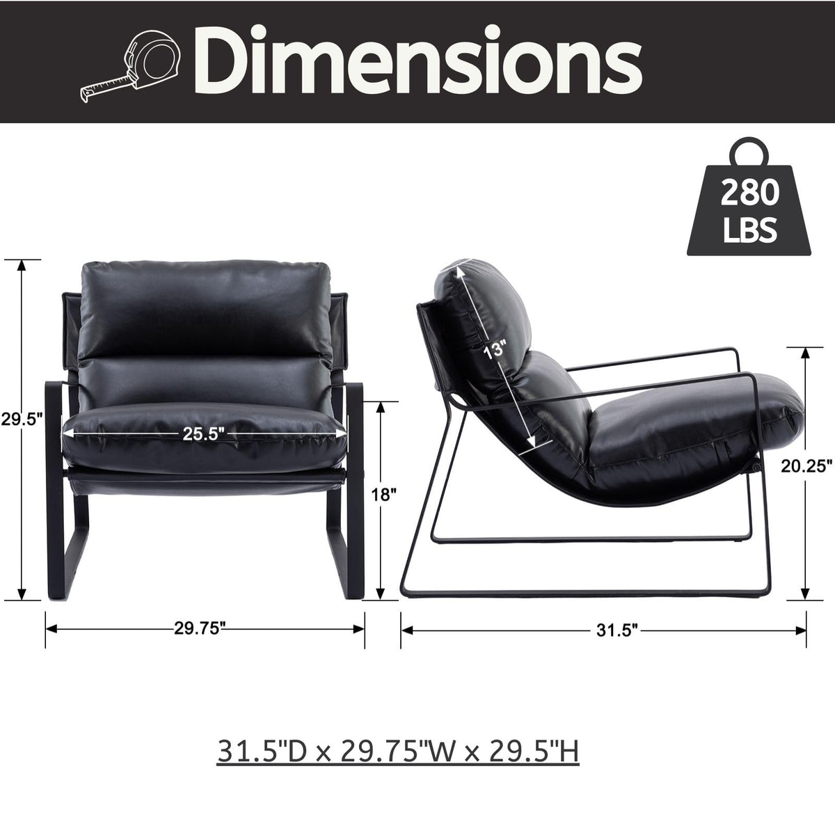 Black PU Leather Accent Armchair S11685