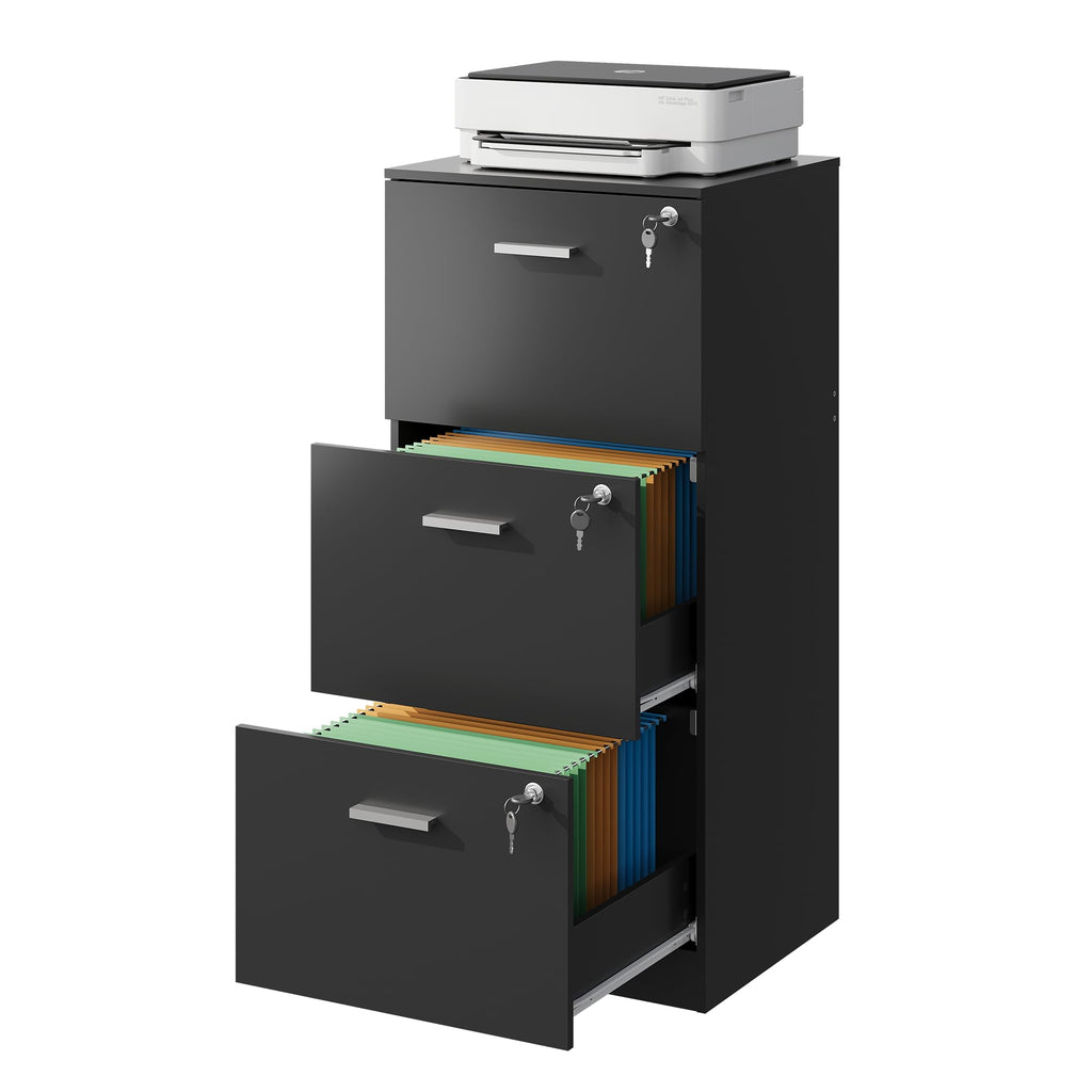 3 Drawer Wood File Cabinet with Lock D9505