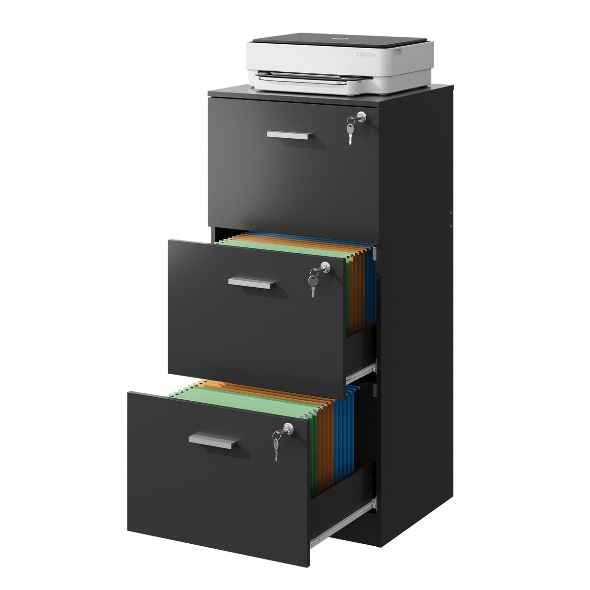 3 Drawer Wood File Cabinet with Lock D9505