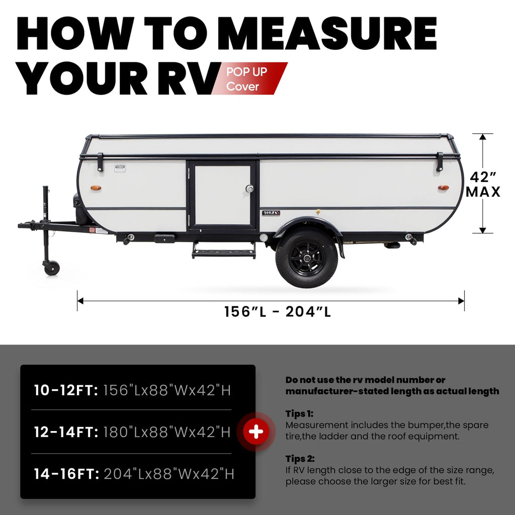 RV Cover Fits 14-16ft Pop Up Folding Campers D3542