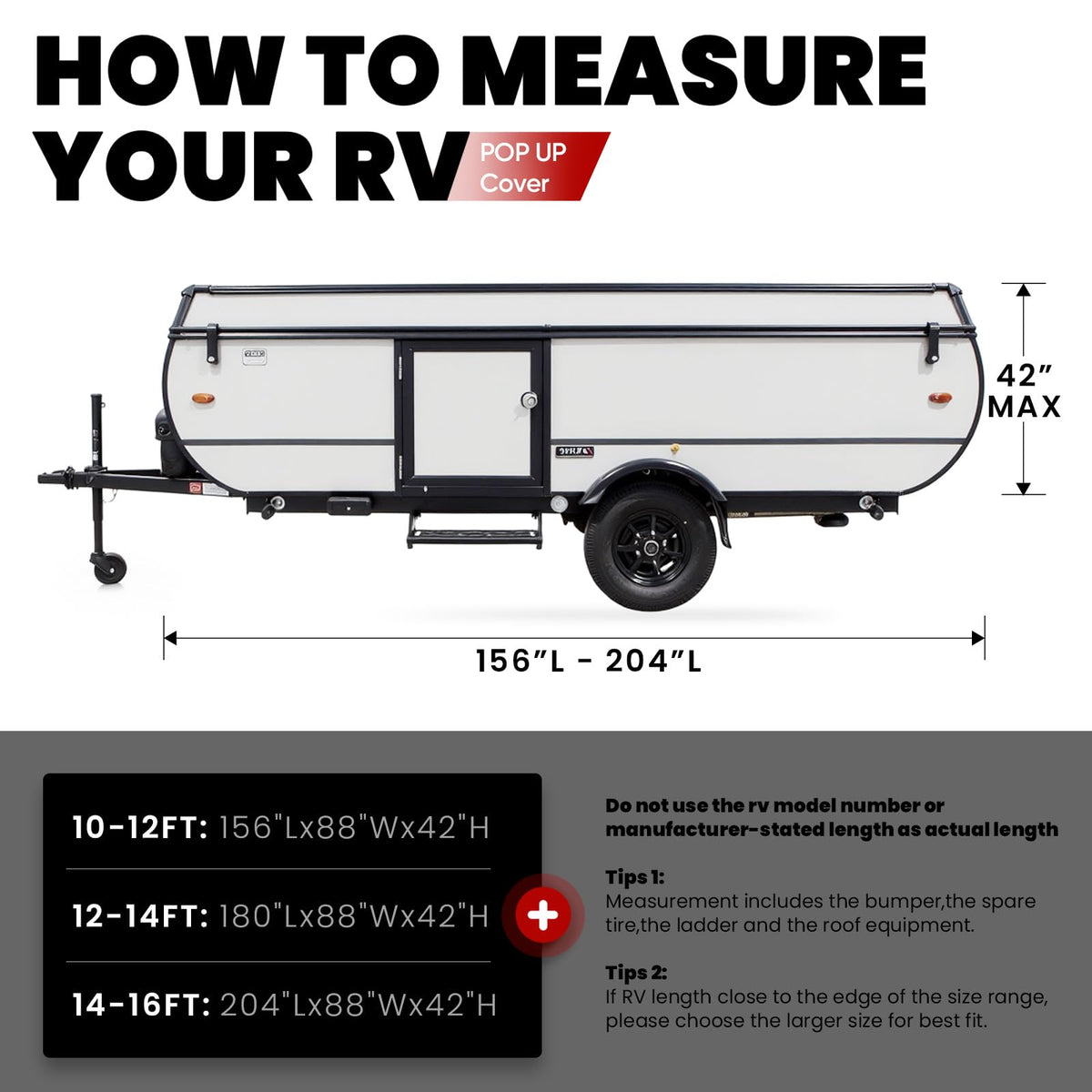 RV Cover Fits 14-16ft Pop Up Folding Campers D3542