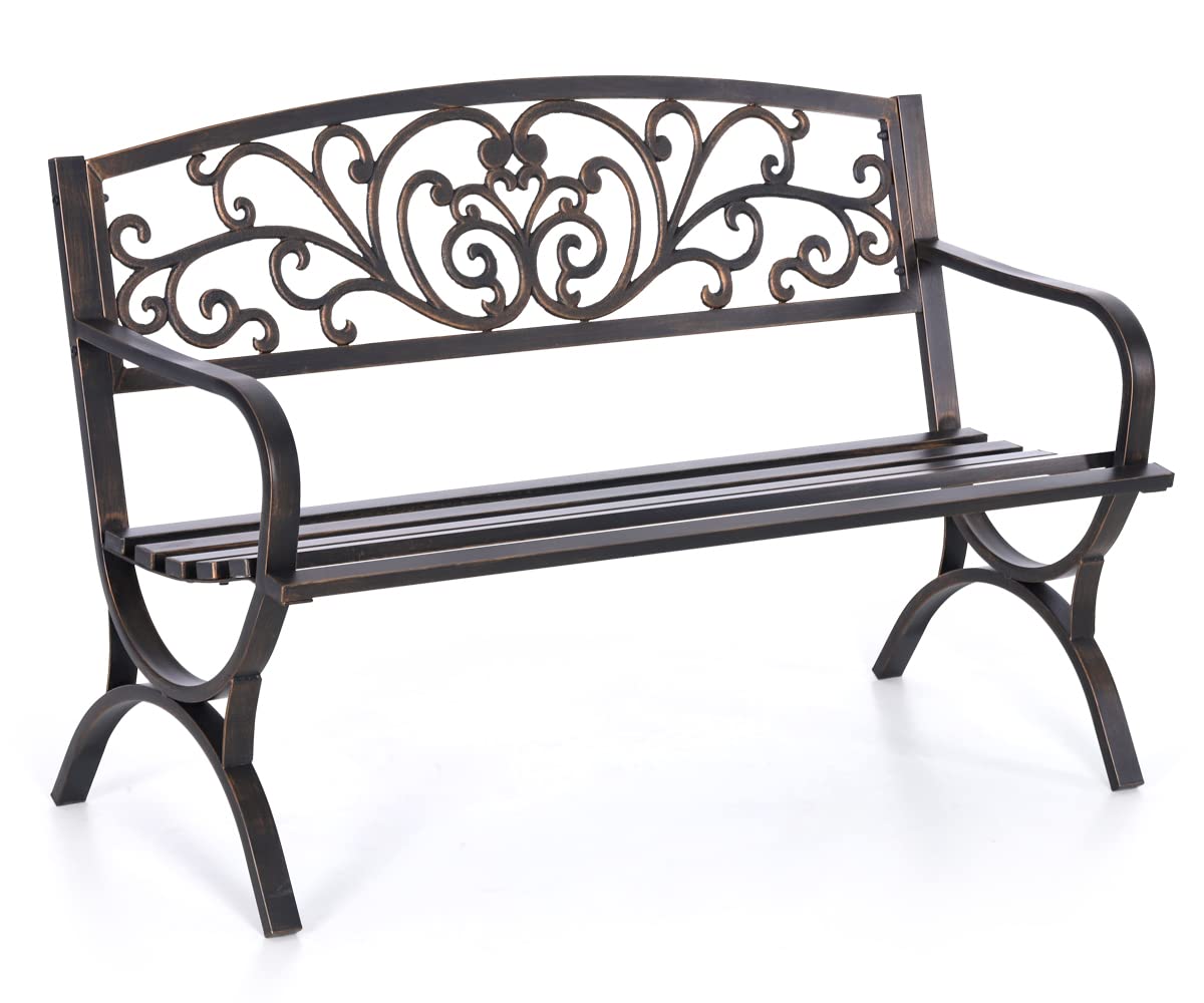 50 Inches Bronze Metal Garden Bench W715