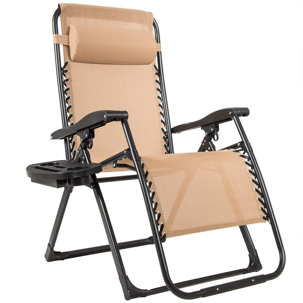 Oversized Zero Gravity Chair with Cup Holder & Detachable Headrest E30953