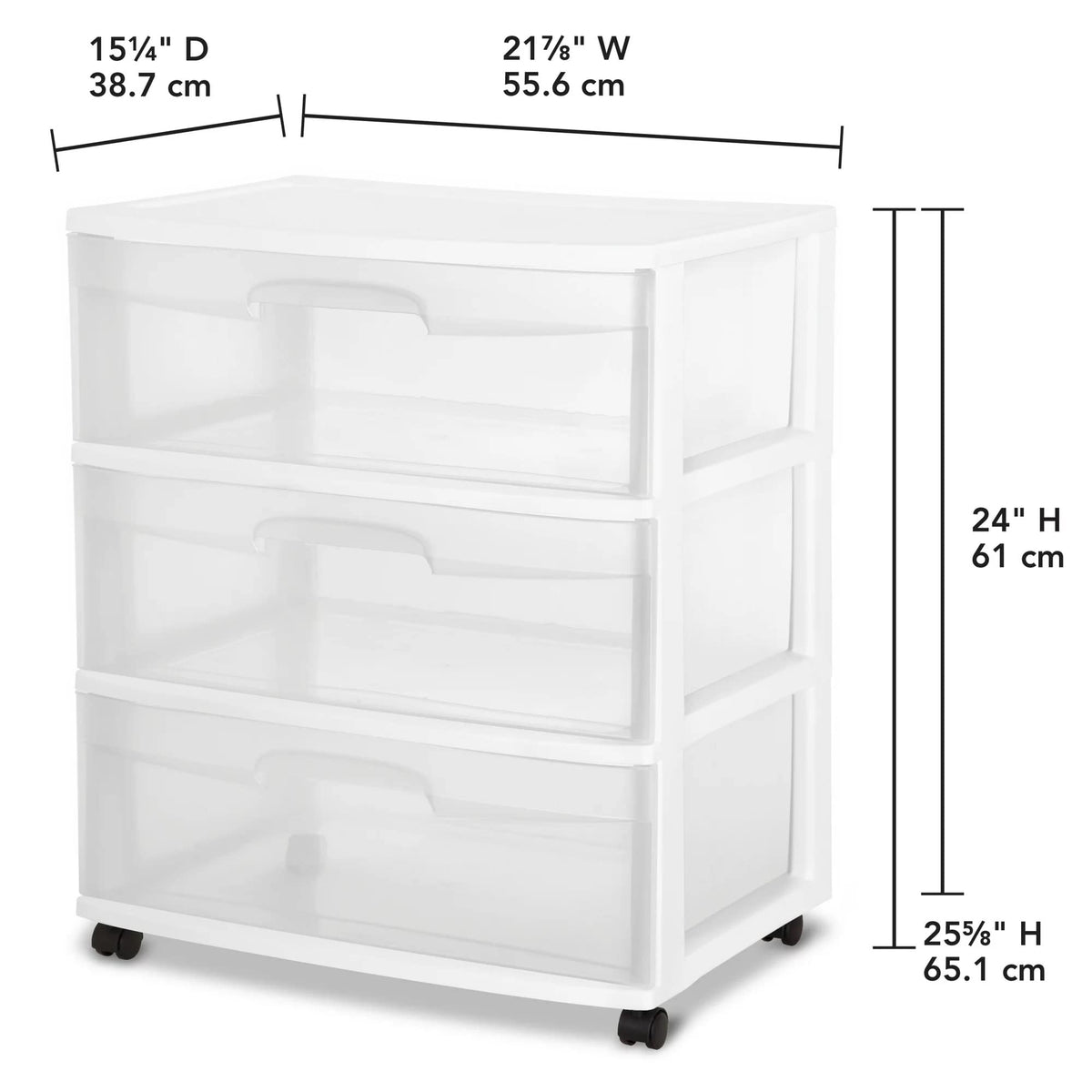 Plastic Storage Drawer Cart with 3 Clear Drawers C634641