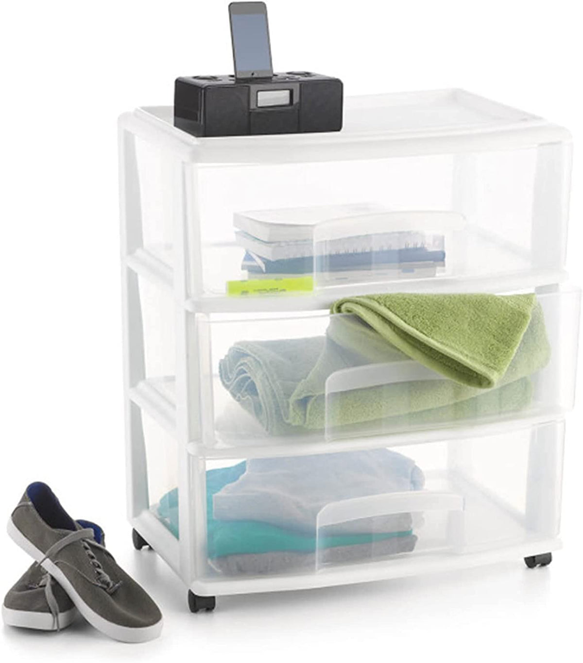 Plastic Storage Drawer Cart with 3 Clear Drawers C634641