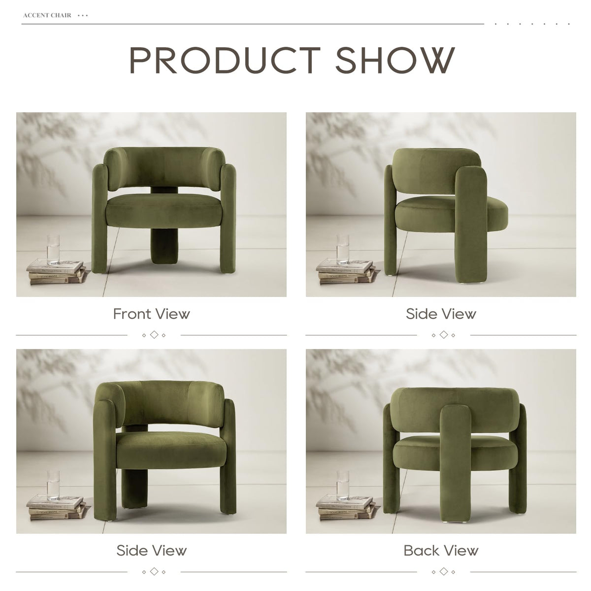 Velvet Accent Chair Set of 2 Green V767