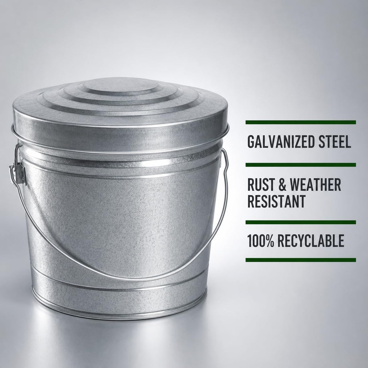 6 Gallon Galvanized Steel Can with Locking Lid E2921