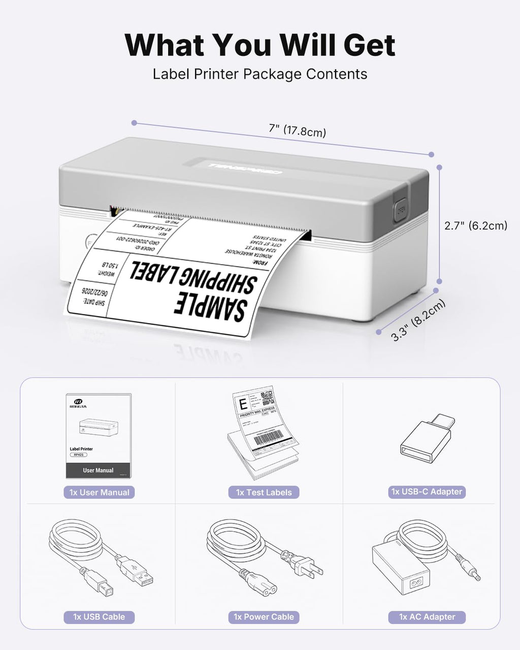 Bluetooth Thermal Shipping Label Printer L3186