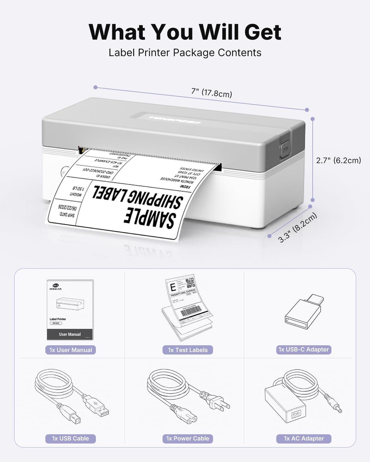 Bluetooth Thermal Shipping Label Printer L3186