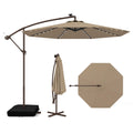 10FT Offset Patio Umbrella with Base and 40 Solar LED Lights Z2977