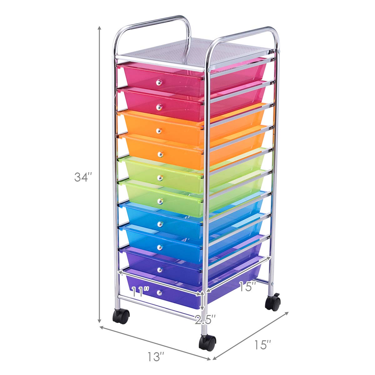 10 Drawer Rolling Storage Cart with Wheels W542