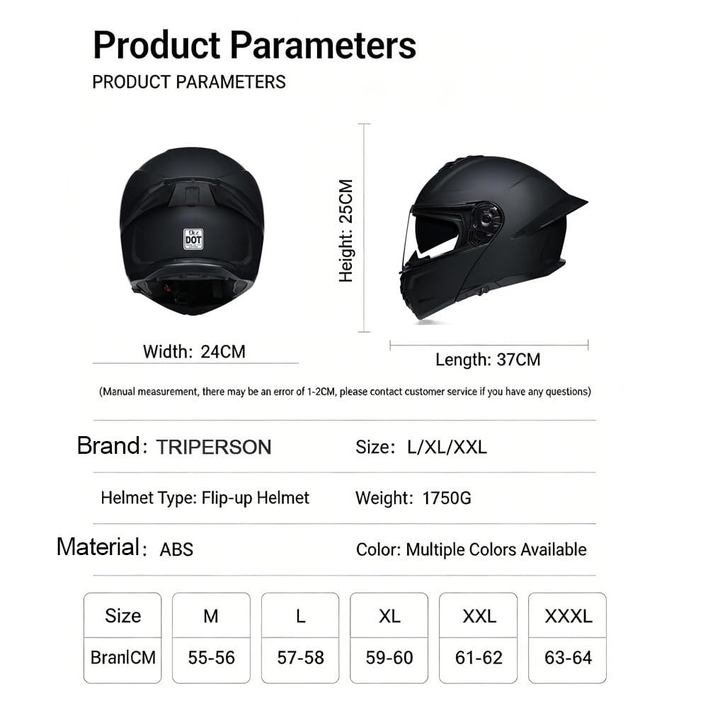 Modular Flip-Up Full Face Motorcycle Helmet with Dual Visor F296051