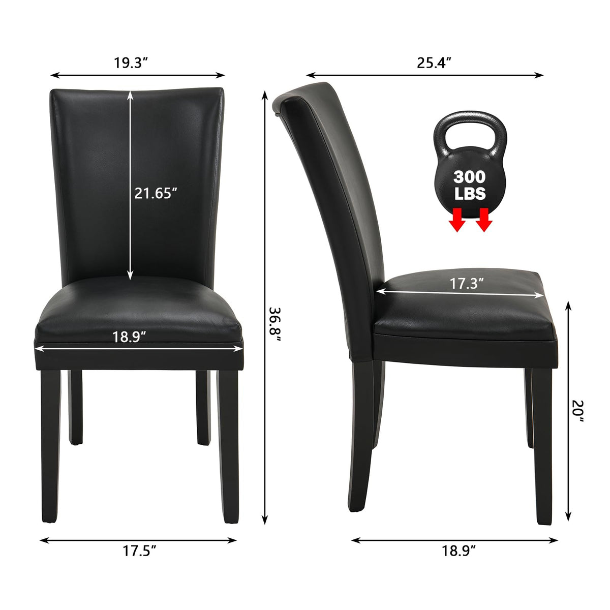 Set of 8 Black Faux Leather Upholstered Dining Chairs S5220
