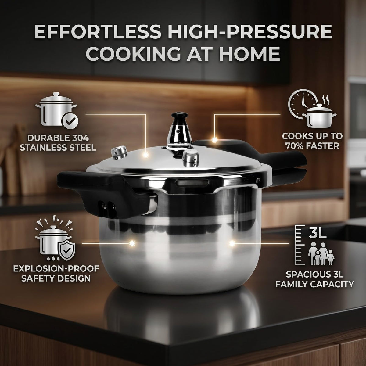 3L Stainless Steel Pressure Cooker Q170634