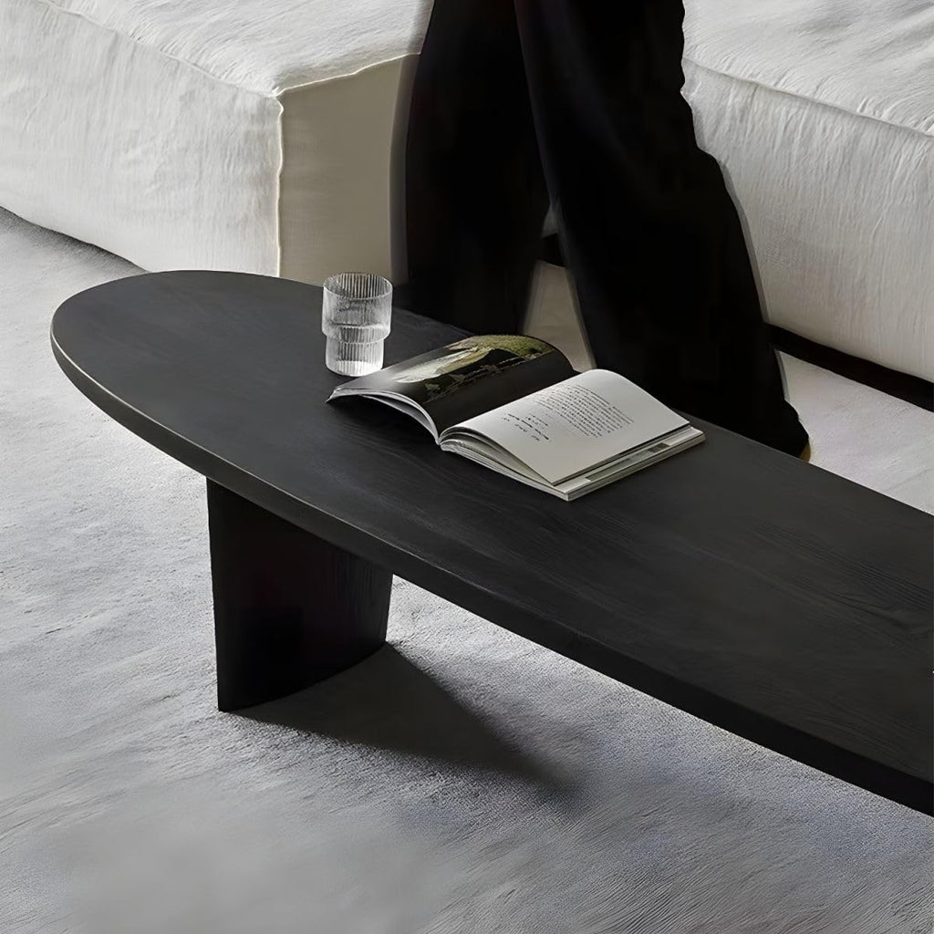 Black Wood Oval Coffee Table 59" L x 19" W x 16" H J72873