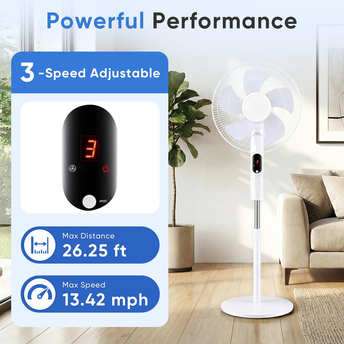 17" Oscillating Pedestal Fan with Remote C55551