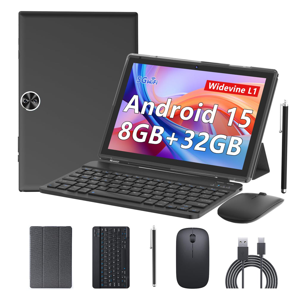 Android 14 2 in 1 Tablet with Keyboard 10 inch 8GB+64GB Black N823971