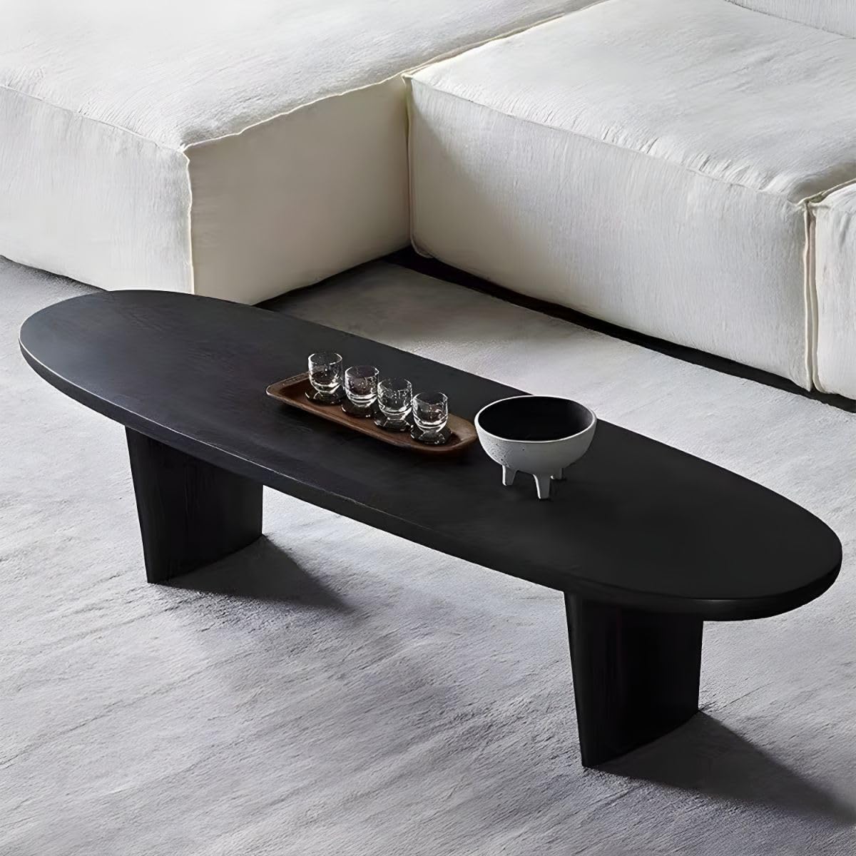 Black Wood Oval Coffee Table 59" L x 19" W x 16" H J72873