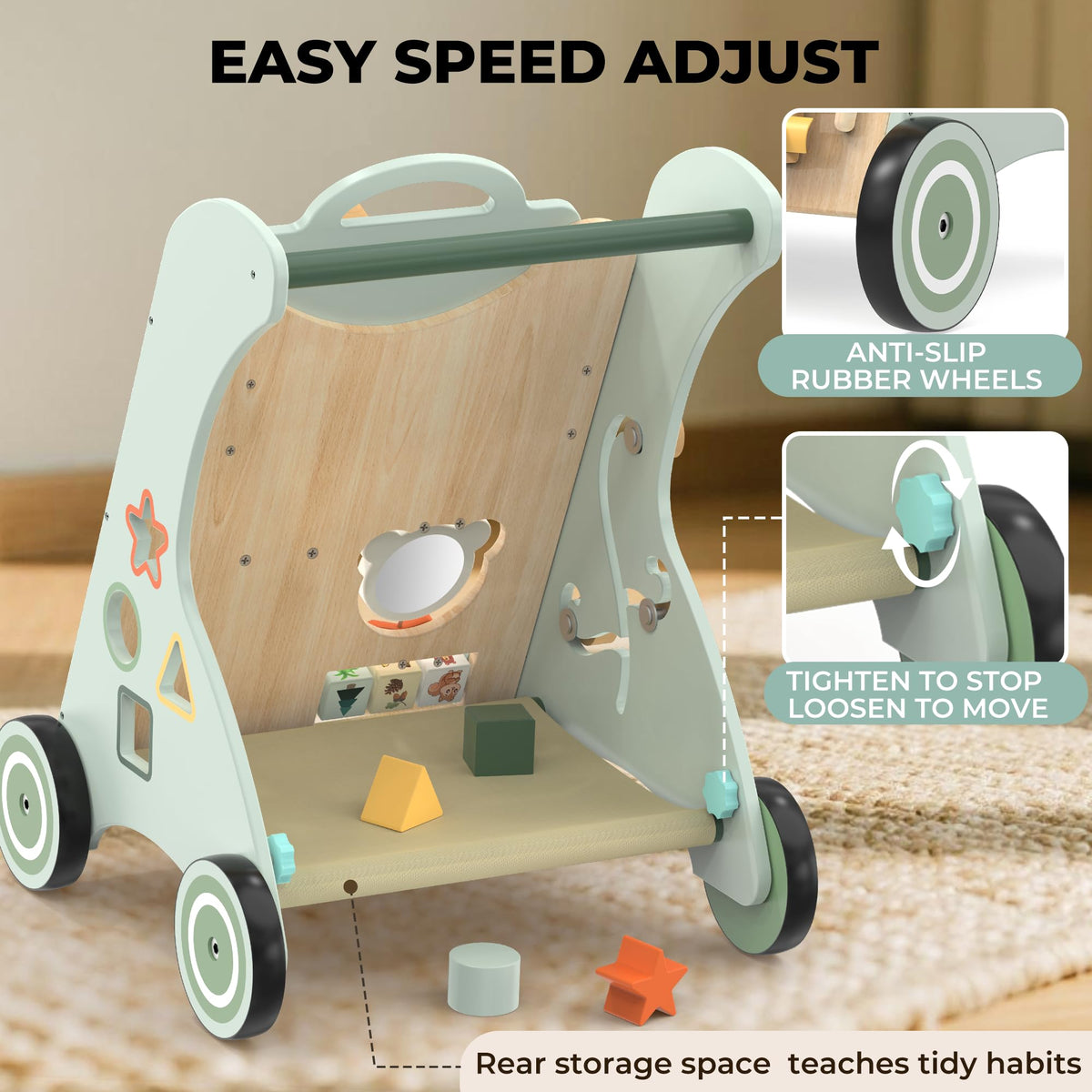 Wooden Sit-to-Stand Baby Walker N3022
