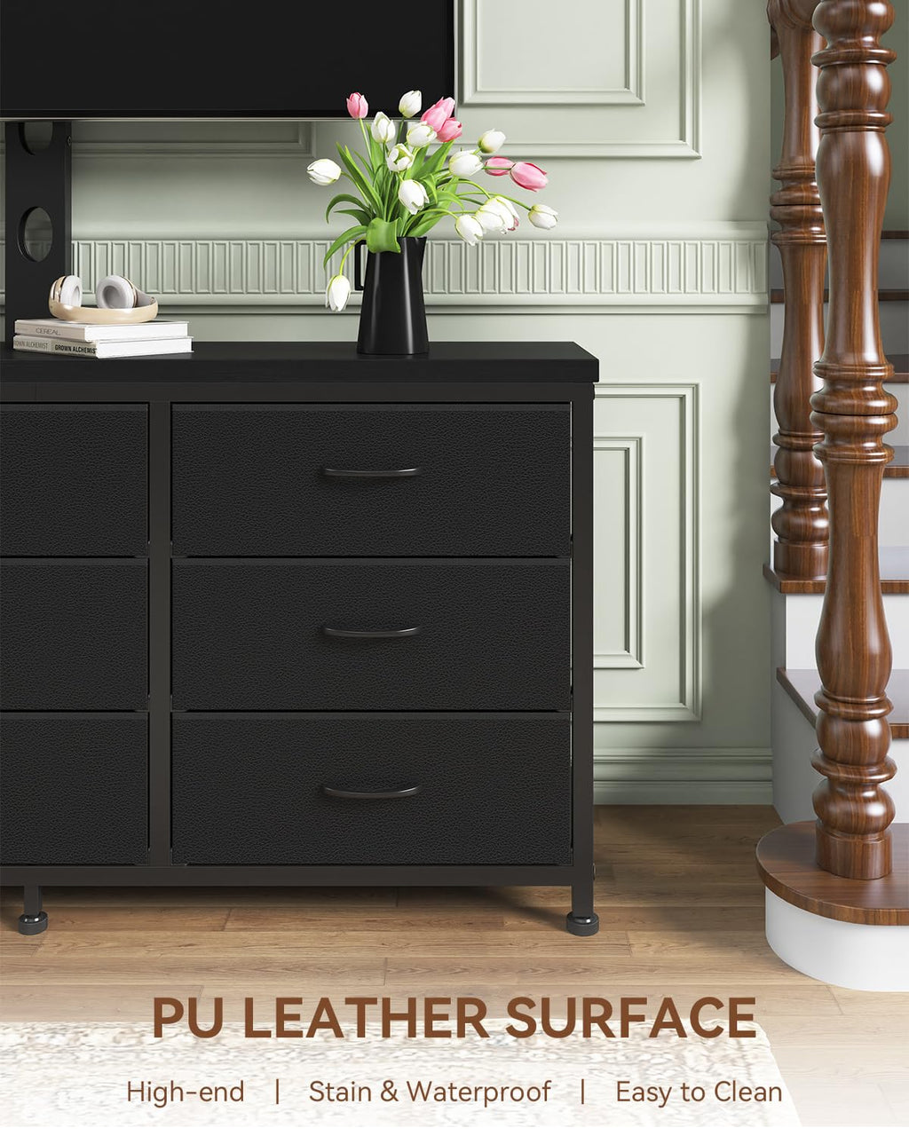 TV Stand with Mount and 9 Fabric Drawers Y45269