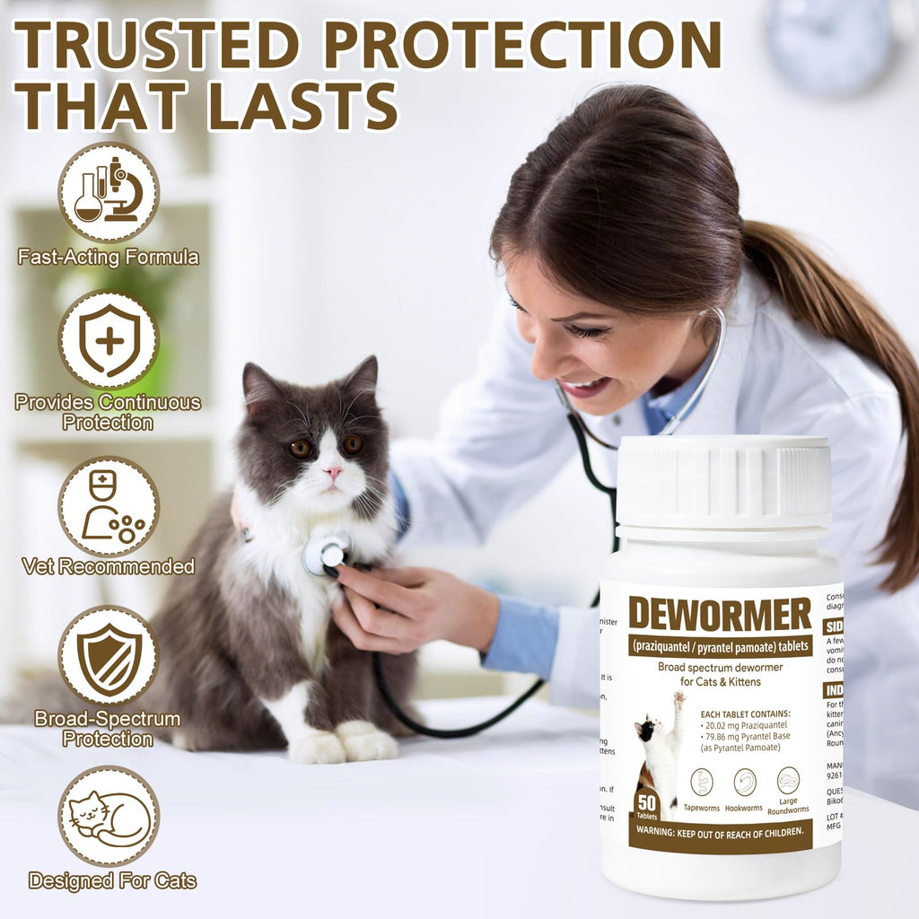 Broad-Spectrum Dewormer for Cats & Kittens, 50 Tablets G57295