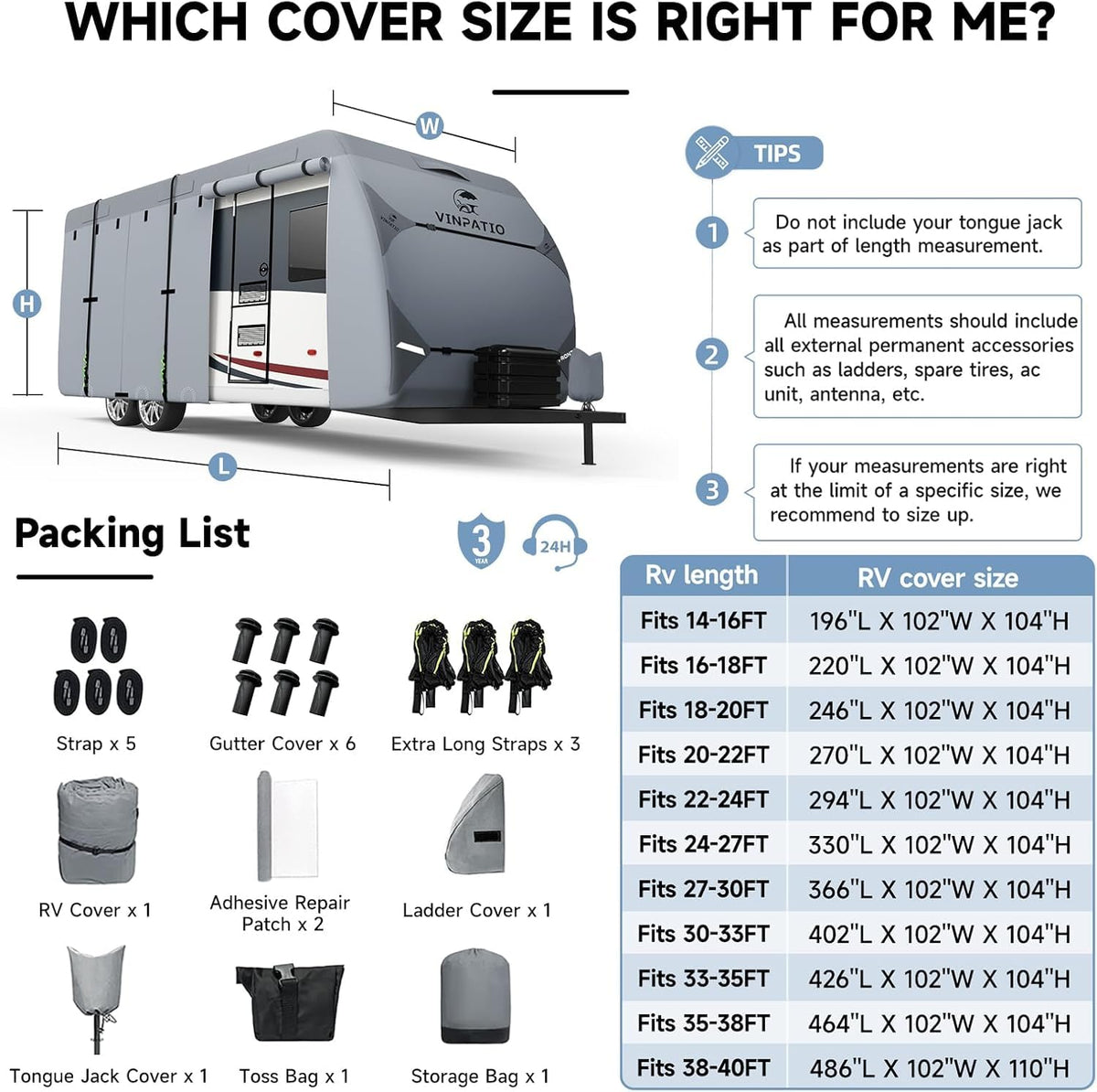 7 Layers Heavy Duty RV Trailer Cover Fits 14'-16' R957157