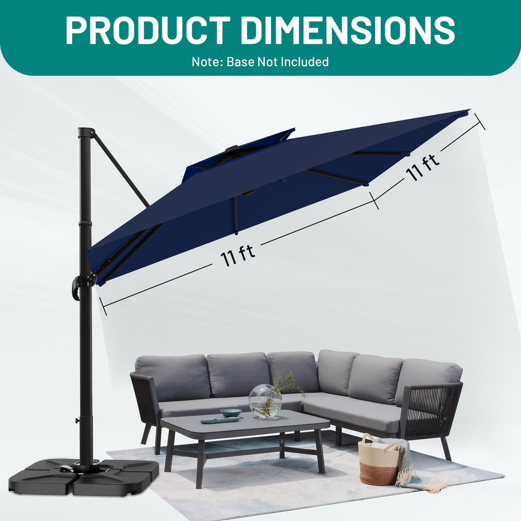 11×11 FT Double-Top Cantilever Patio Umbrella G273514