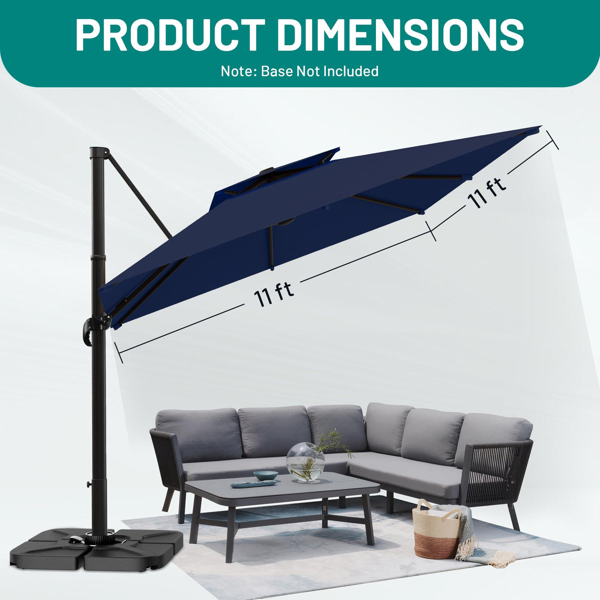 11×11 FT Double-Top Cantilever Patio Umbrella G273514