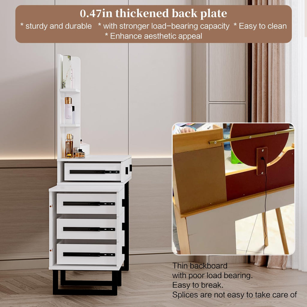 White Vanity Desk with Mirror and 5 Sliding Drawers N89395